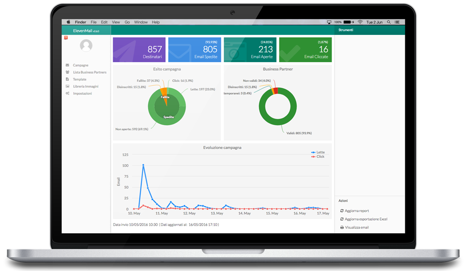 macbook pro contenente la dashboard di klio